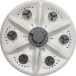 "Panasonic top-load washing machine pulsator with a central screw cap and raised wash fins."