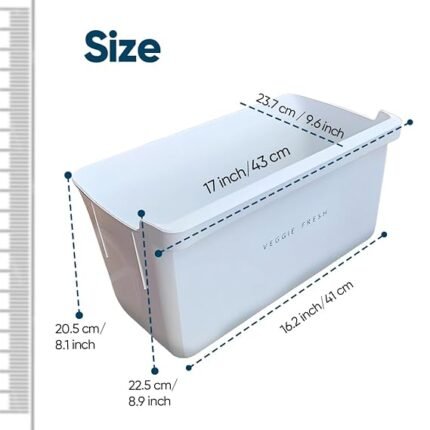 Whirlpool W10418585 Refrigerator Vegetable Box Crisper Basket Compatible with Whirlpool Single Door 190 to 200 Liter Refrigerator White Plastic Replacement Drawer