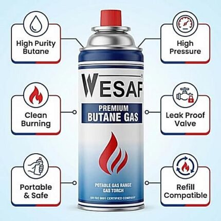 Butane Gas Refill Canister 225g Pack of 1 | Portable Butane Gas Cylinder | Camping Stove, Welding Torch & Lighter Fuel