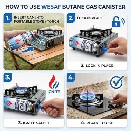Butane Gas Refill Canister 225g Pack of 1 Portable Camping Stove Gas