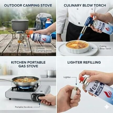 Butane Gas Refill Canister 225g Pack of 1 Portable Camping Stove Gas